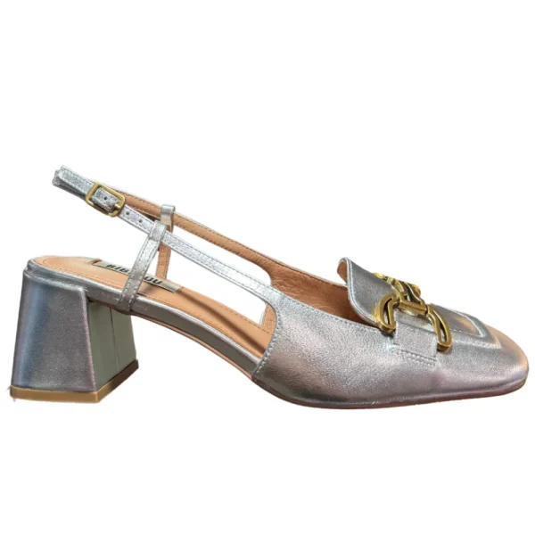 Bibi Lou 'Renee' Silver Sling Back>Women Heels