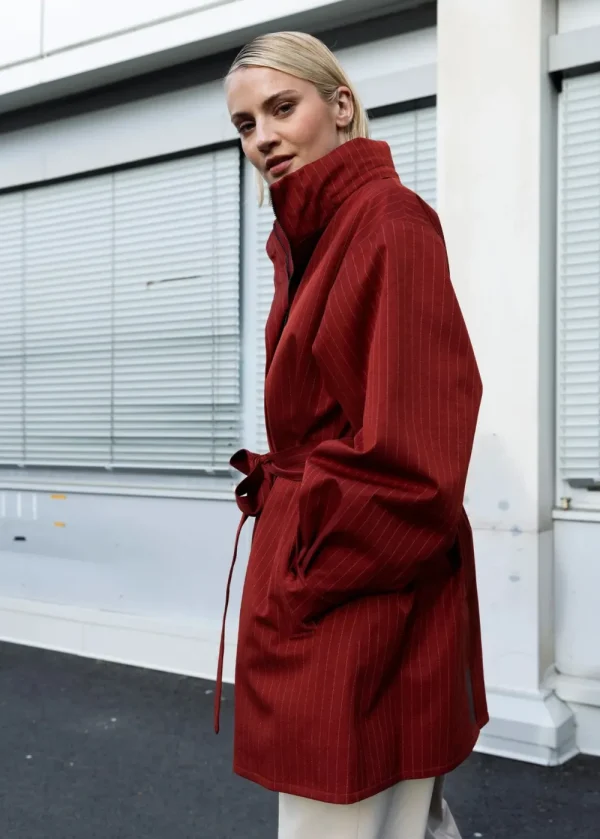 BRGN ‘Rossby’ Russet Pinstripe Coat>Women Coats & Jackets