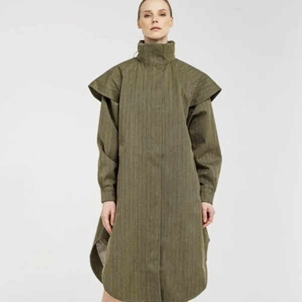 BRGN 'Tyfon Green Tweed' Coat>Women Coats & Jackets