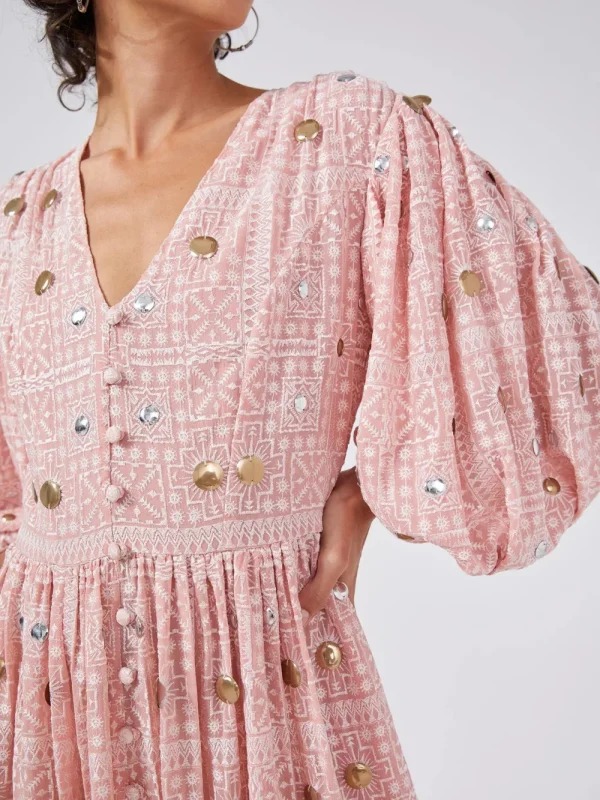 Hayley Menzies GITANA EMBROIDERED VISCOSE VOLUME MAXI DRESS>Women Dresses & Jumpsuits