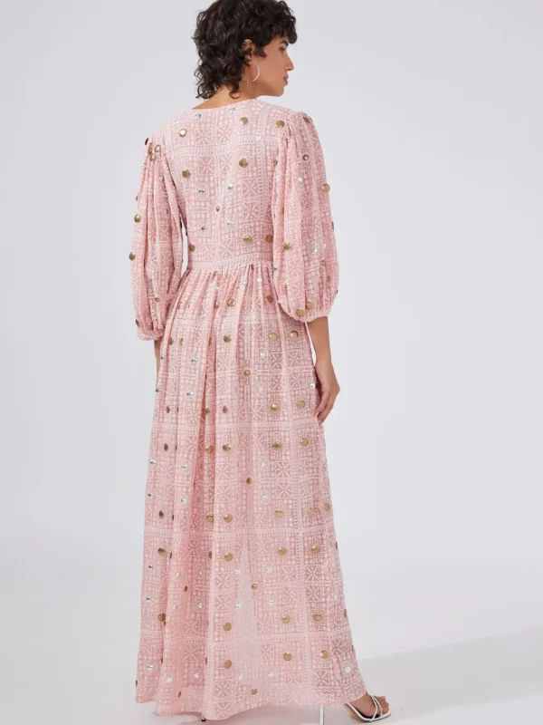 Hayley Menzies GITANA EMBROIDERED VISCOSE VOLUME MAXI DRESS>Women Dresses & Jumpsuits