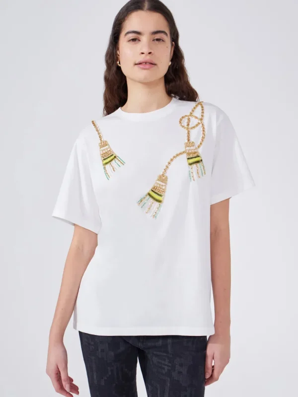 Hayley Menzies Tassel Beaded T-Shirt>Women Shirts & Blouses