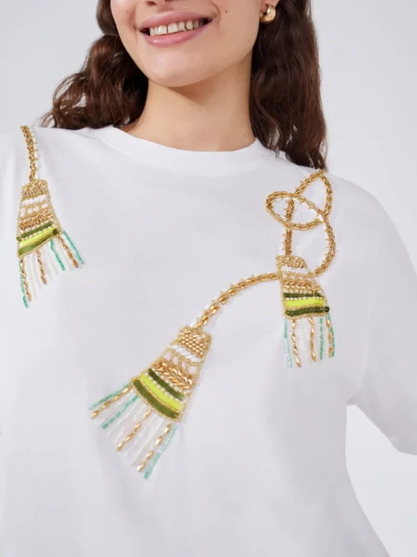 Hayley Menzies Tassel Beaded T-Shirt>Women Shirts & Blouses