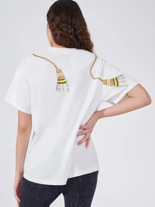 Hayley Menzies Tassel Beaded T-Shirt>Women Shirts & Blouses