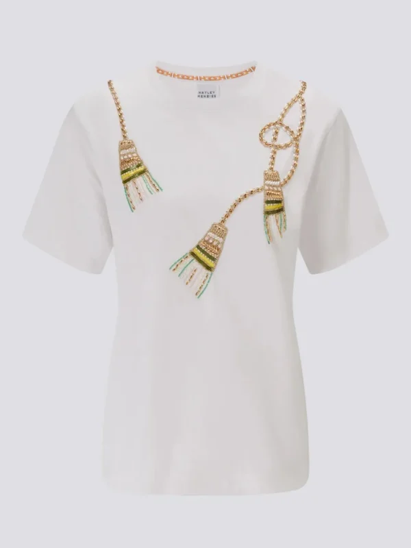 Hayley Menzies Tassel Beaded T-Shirt>Women Shirts & Blouses
